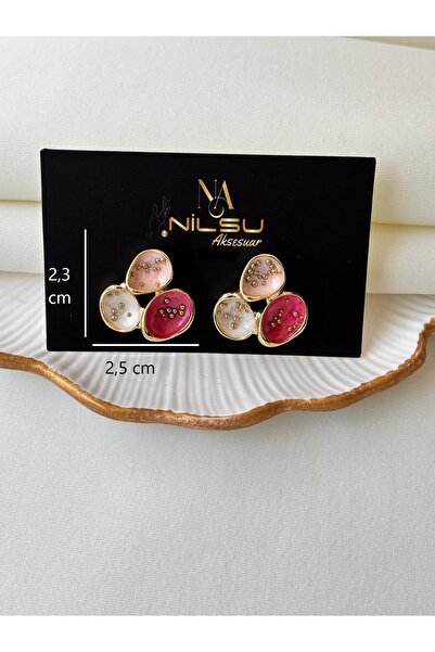 Nilsu Jewellery Accessory Üç Renkli Tasarım Kadın Küpe