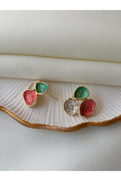 Nilsu Jewellery Accessory Üç Renkli Tasarım Kadın Küpe
