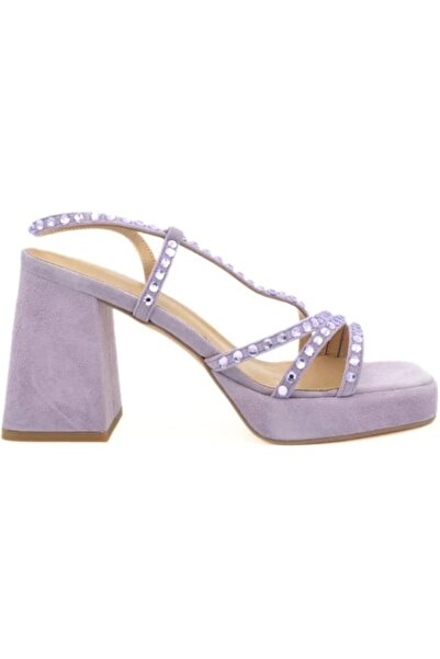 Alma en Pena Sandale dama Alma en Pena, mov soft lilac, toc 9 cm, piele naturală