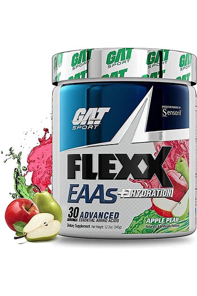 GAT SPORT Flexx EAAs + Hydration, Essential Amino Acid Formula (Apple Pear, 30 Servings)