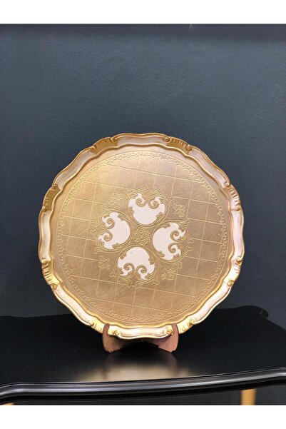 Dora Art Italyan Gül Ağacı El Yapımı Altın Varak Kaplama Sunum Tepsisi