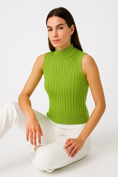 ModaPlaza Women's Sleeveless Knitwear Blouse 15396