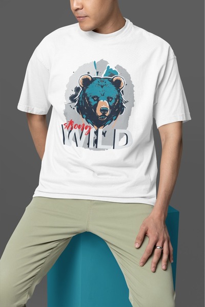 ArtYus TRIOCĂ CU MÂNĂ SCURTĂ CU Gât rotund, cu imprimeu STRONG WILD TRANSFER,...