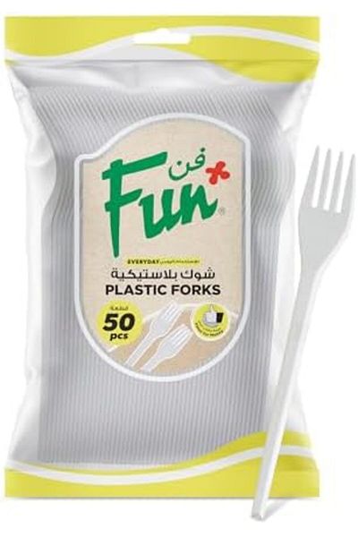Fun Everyday Disposable Plastic Fork Set 6.5 Inch - White - Pack Of 50