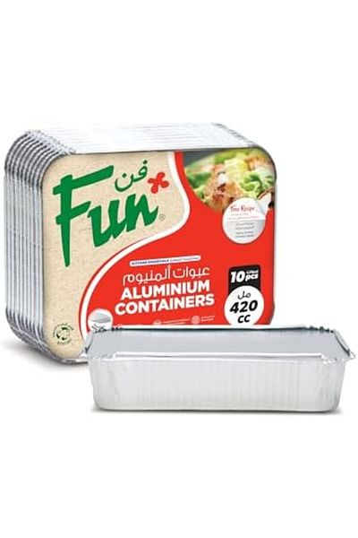 Fun Aluminium Containers with Lids 420Cc (Pack of 10)