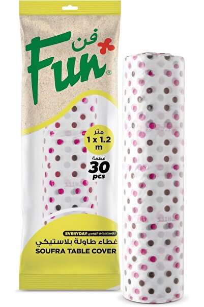 Fun غطاء طاولة سفرة بلاستيكي للاستخدام مرة واحدة، مقاس 1×1.2 متر - مطبوع، لفة...