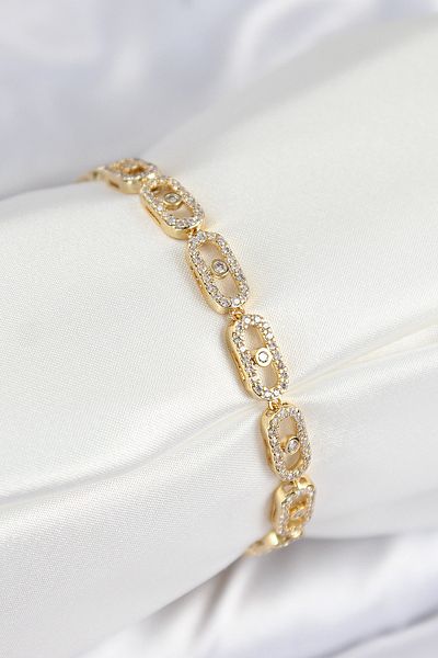 Clariss Brass Zircon Stone Messika Model Gold Color Vip Series Women's Bracelet
