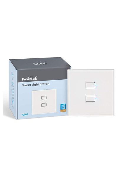 Broadlink مفتاح إضاءة ذكي يعمل باللمس TC3 UK القياسي بدون محايد ويعمل مع أليكسا وجوجل (2Gang)