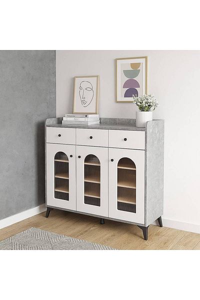 Al Saada Home Multi-purpose Shoe Cabinet 120×35×95 - Grey