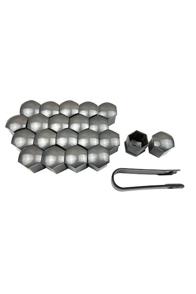 FVA Set 20 Caps for Wheel Nuts, 17mm, Includes Key, Dark Gray