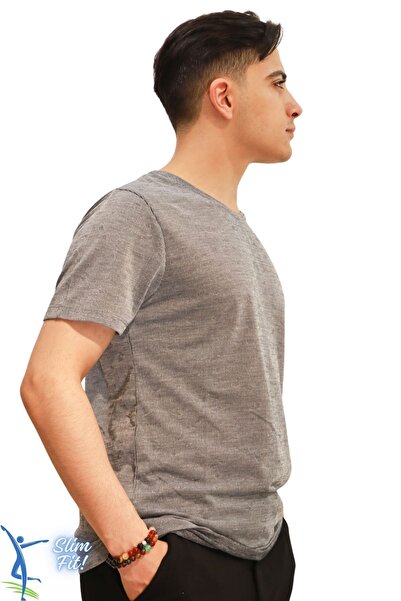 Moda Anna Breathable Thin Cotton Fabric Crew Neck Men's T-Shirt Smoked