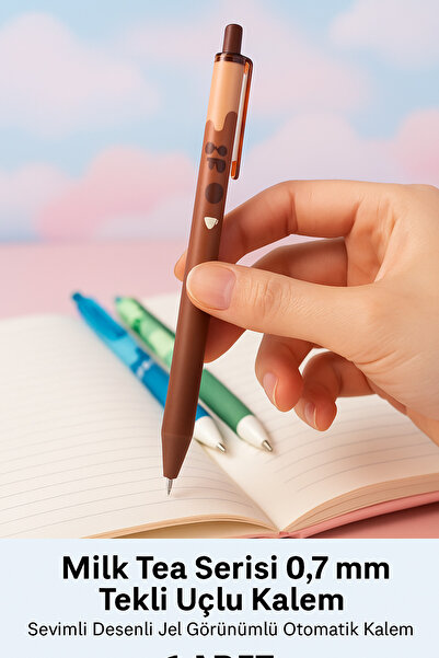 NaSaDAN Milk Tea Tekli Uçlu Kalem – 0.7 mm Sevimli Uçlu Versatil Kalem