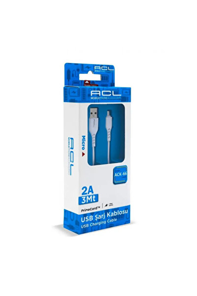 ACL ACK-66 PrimeCord 2A, 3Metre Micro USB Şarj Kablosu