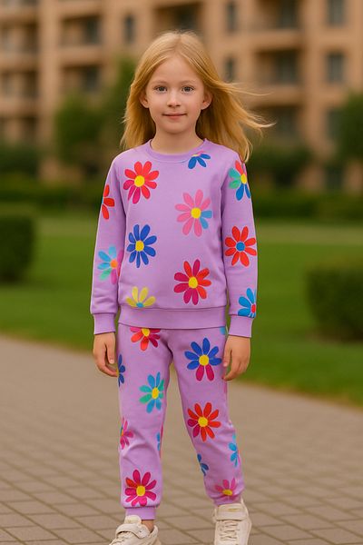 MAXI DRY Set de top cu mâneci lungi pentru fete sezoniere cu model floral