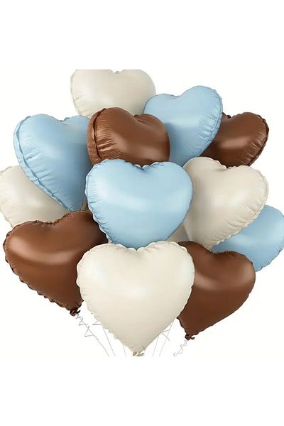 Çemrek Süs Parti Retro Beige Blue Coffee Foil Balloon Set 18 Inch 7 Pcs