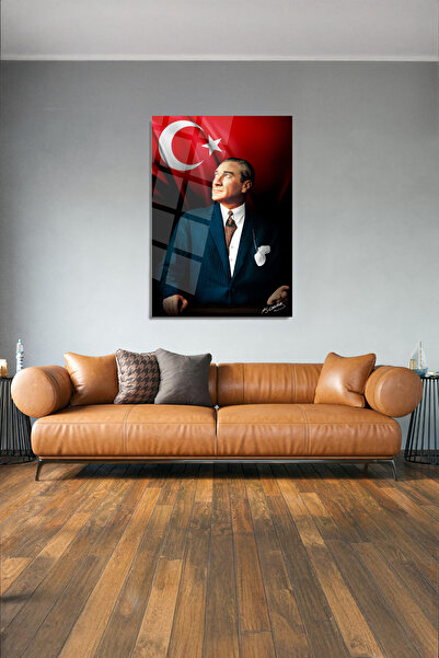 glassartdesign Atatürk Cam Tablo 156 - Atatürk Tablosu - Bayrak Tablosu