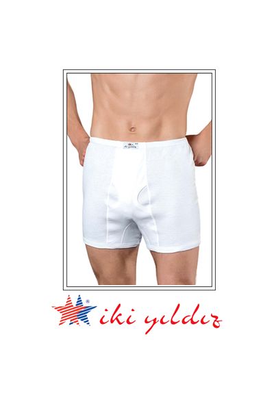 İki Yıldız Men's White Long Panties Argentina Rib 3 Pack 010