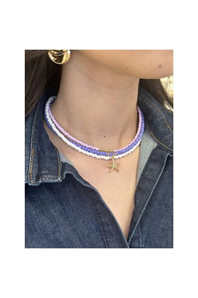 SepetBudur Starfish bead necklace - purple