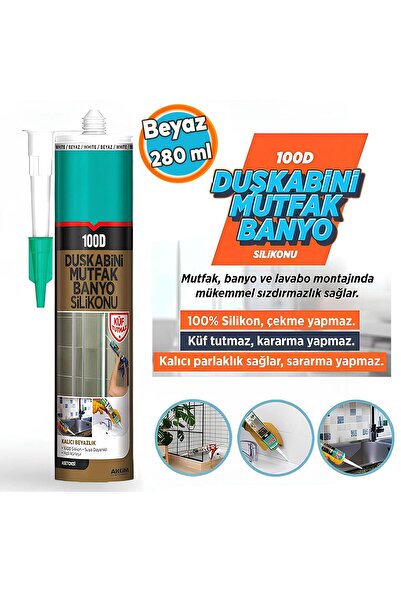 NZB Beyaz Duşakabin Lavabo Küvet Pvc Plastik Silikon Silikonu Mutfak Küf Tutm...