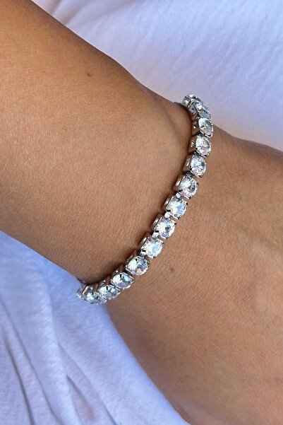 TAKIŞTIR Silver Color Stone Detailed Bracelet