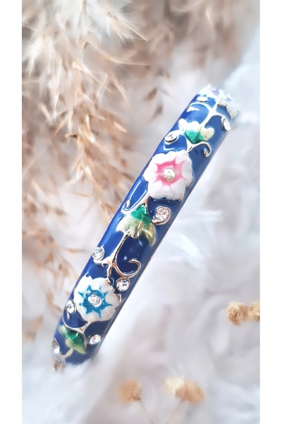 Serenity سوار من الزاماك مطلي بالنحاس مع حجر الزركون المينا الساتان الملون ال...