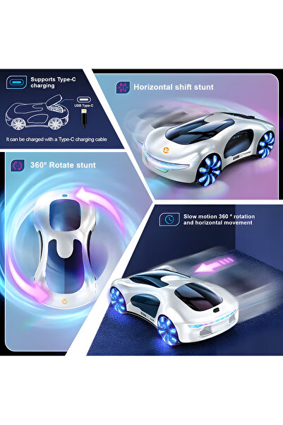 kardelen kırtasiye Konsept Uzaktan Kumandalı Şarjlı Akrobat Duman Atan Araba Şarj İstasyonlu Hareket Sensörlü 2.4ghz
