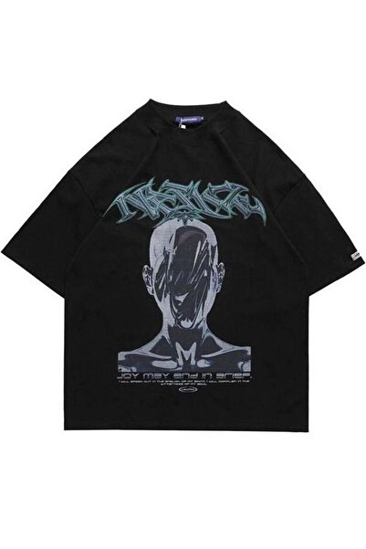 Bravebell Tricou oversize unisex cu detaliu „Death Stare”.