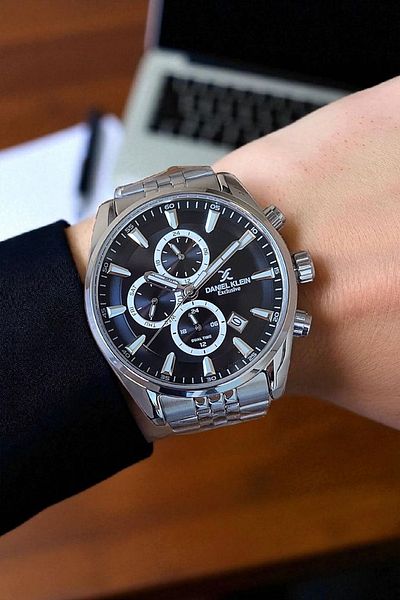 Daniel Klein Exclusive All Functions Active, Calendar, Steel Bracelet Black Dial Men's Wristwatch