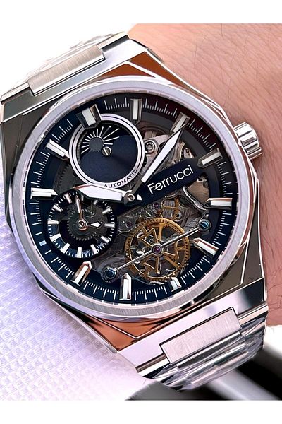 Ferrucci Men's Wrist Watch with Automatic&Wind 3 Atm Water Resistant Steel Cord Bfc.03571.03