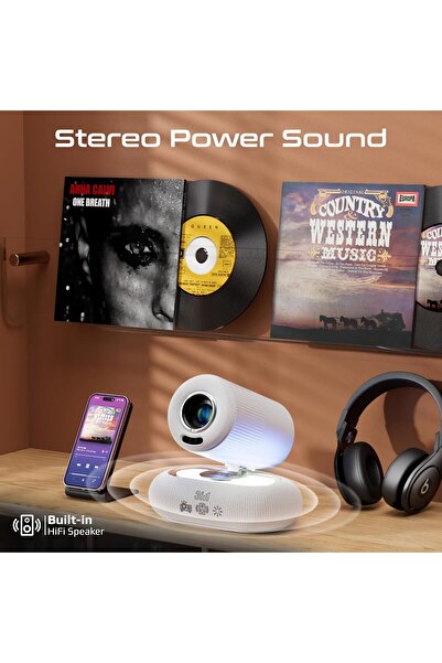 Promate 4K Wireless LCD Projector with Android 13, 250 ANSI Lumens, Auto Focus, Auto Keystone