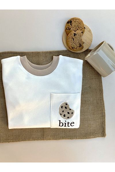 Mama Miel Baby Cookie Embroidered Oversize T-Shirt - 100% Cotton