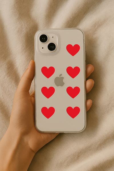 PiyasaSepeti Tecno Camon 19 Pro Red Heart Printed Transparent Silicone Case