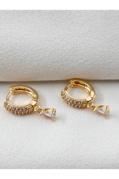 Siya Silver Zirkon Taşlı Damla Model Sallantılı Çelik Küpe