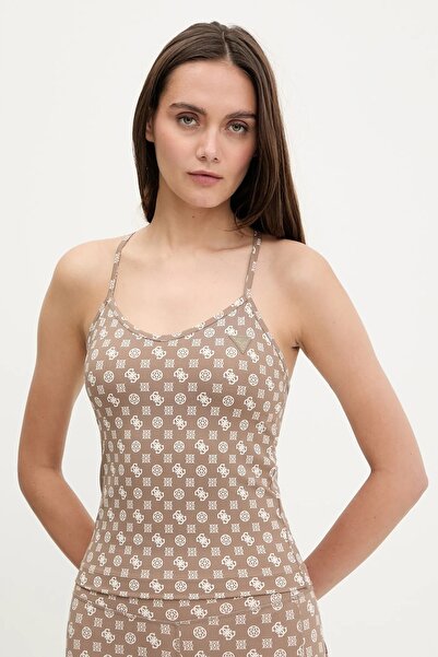Guess Tamamı Logolu Kolsuz Üst T-Shirt V5YP11MC03W