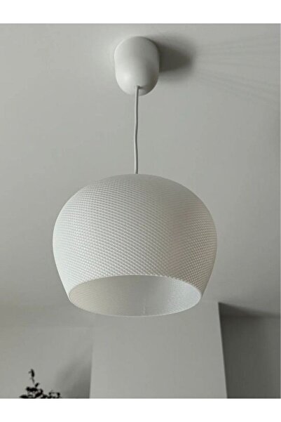 decory Elysium Beyaz Modern Dokulu, Pinterest Tarzı Özel Tasarım Tekli Sarkıt Avize (Bioplastik) E27