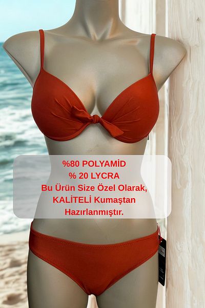 Anastasia Underwear Комплект бански бикини с панделка отпред и банели 65003_KAH-1_Модел