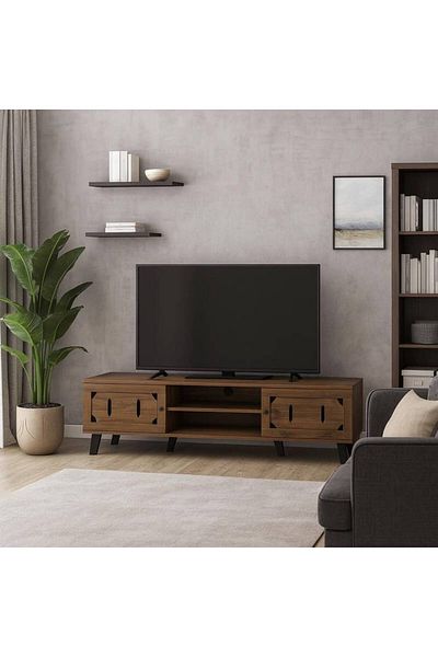 Al Saada Home وحدة تلفزيون - 160×40×44 سم - بني غامق