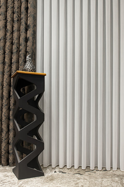 Emuz Tül Perde Balık Sırtı Desen Ultra Gramajlı Etek Kurşunlu Tül,Perde,Black...