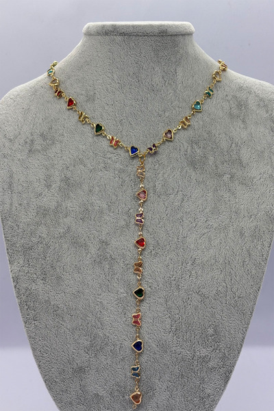 Espavas Kalpli & Kelebekli Altın Renkli Y Kolye