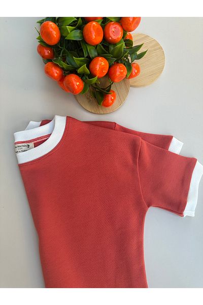 Mama Miel Baby Tricou de bază oversize cu detaliu cu mâneci cu nervuri - Tile 100% bumbac