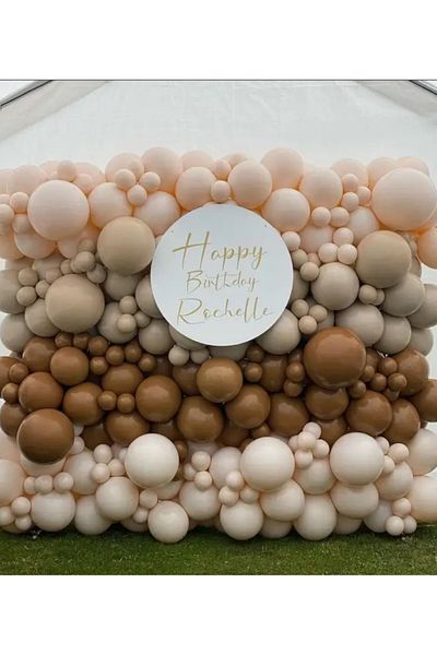 Çemrek Süs Parti Caramel Sea Sand Salmon Hazelnut Balloon Chain Set of 100