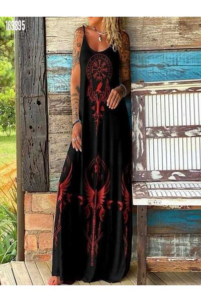 Cbm Cloth Squeeze Combed Digital Suspender Dress Red Rose Figure Necklace Gift
