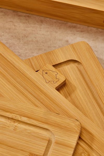 ERGENÇLERZÜCCACİYE 5 Pieces Functional Bamboo Cutting Board with Stand