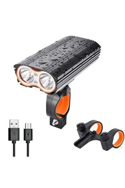 Carsons Lampă frontală profesională pentru bicicletă/trotinetă, reîncărcabilă prin USB, 4 moduri de iluminare, neagră