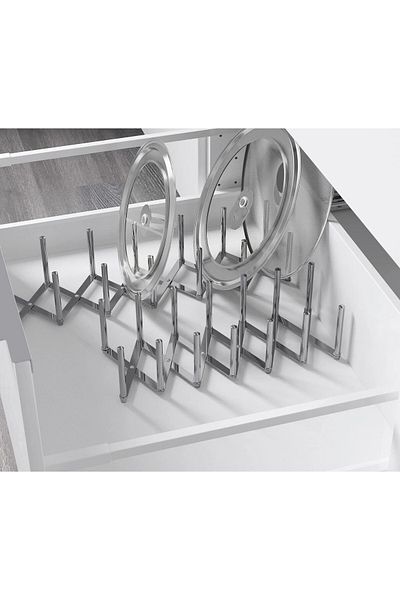IKEA QUİCK Suport interior pentru sertar reglabil 14x10 cm Organizator capac pentru oale din oțel inoxidabil gri
