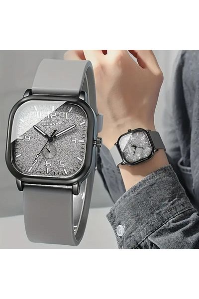 Feronnucci Men's Wristwatch Square Leather Band Analog Quartz Watch 610