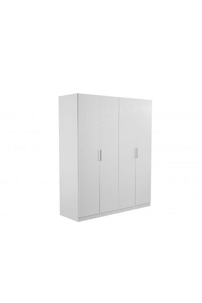 Danube Home Thomas / New Allano /Kensley 4 Door Wardrobe w/ Mirror inside - White L181.6xW59.5xH216cm