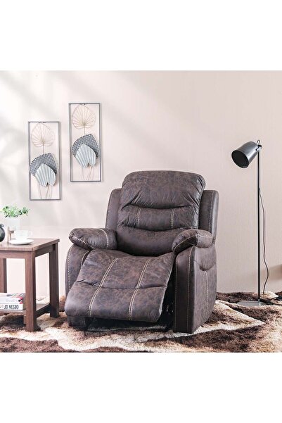Danube Home Adric 1 Seater Airleather Manual Recliner - Dark Brown L82xW80xH98cm
