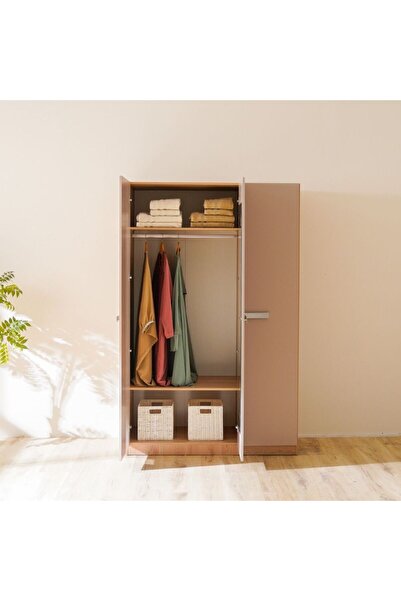 Danube Home Cardano 3 Door Wardrobe W/ Mirror Inside - Natural Oak / Champagne L136.6xW59.5xH216cm