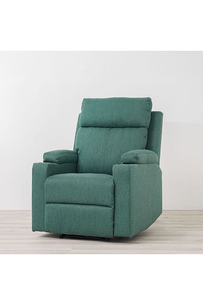 Danube Home Taylor1 Seater Fabric Power Recliner with Massage Options & Cup Holder - Green L77xW84xH104cm